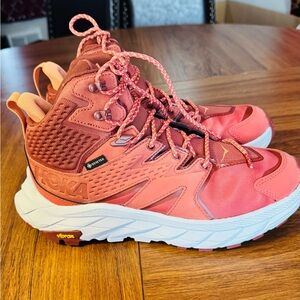 Hoka Coral and Peach Trail Shoes